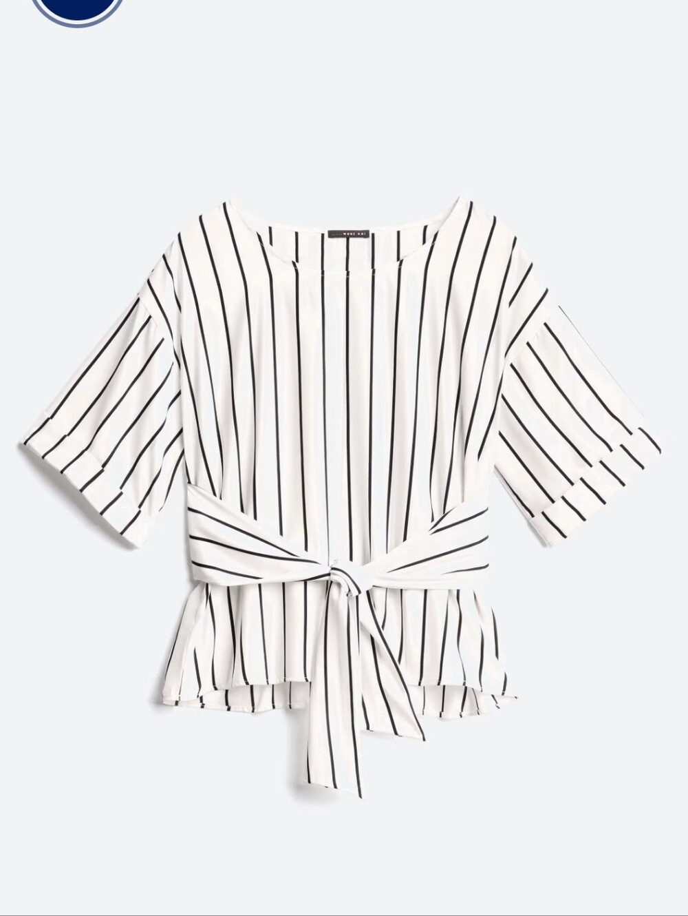 West Kei White Vertical-Stripe Tie-Front Blouse